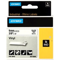 Dymo IND vinyllabels 9mm x 5,5m printlint 18443, Zwart op wit