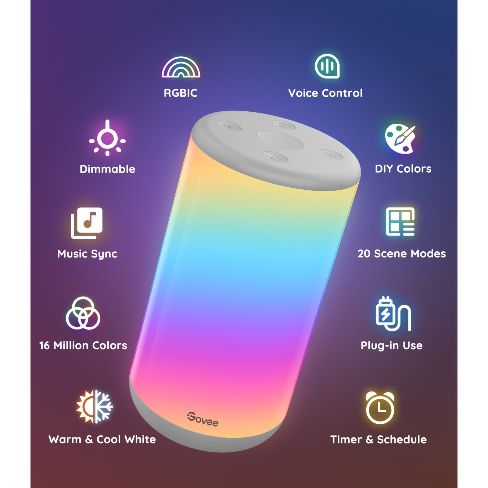 Govee H6052 Aura Slimme Tafellamp sfeerverlichting RGBIC, Wifi