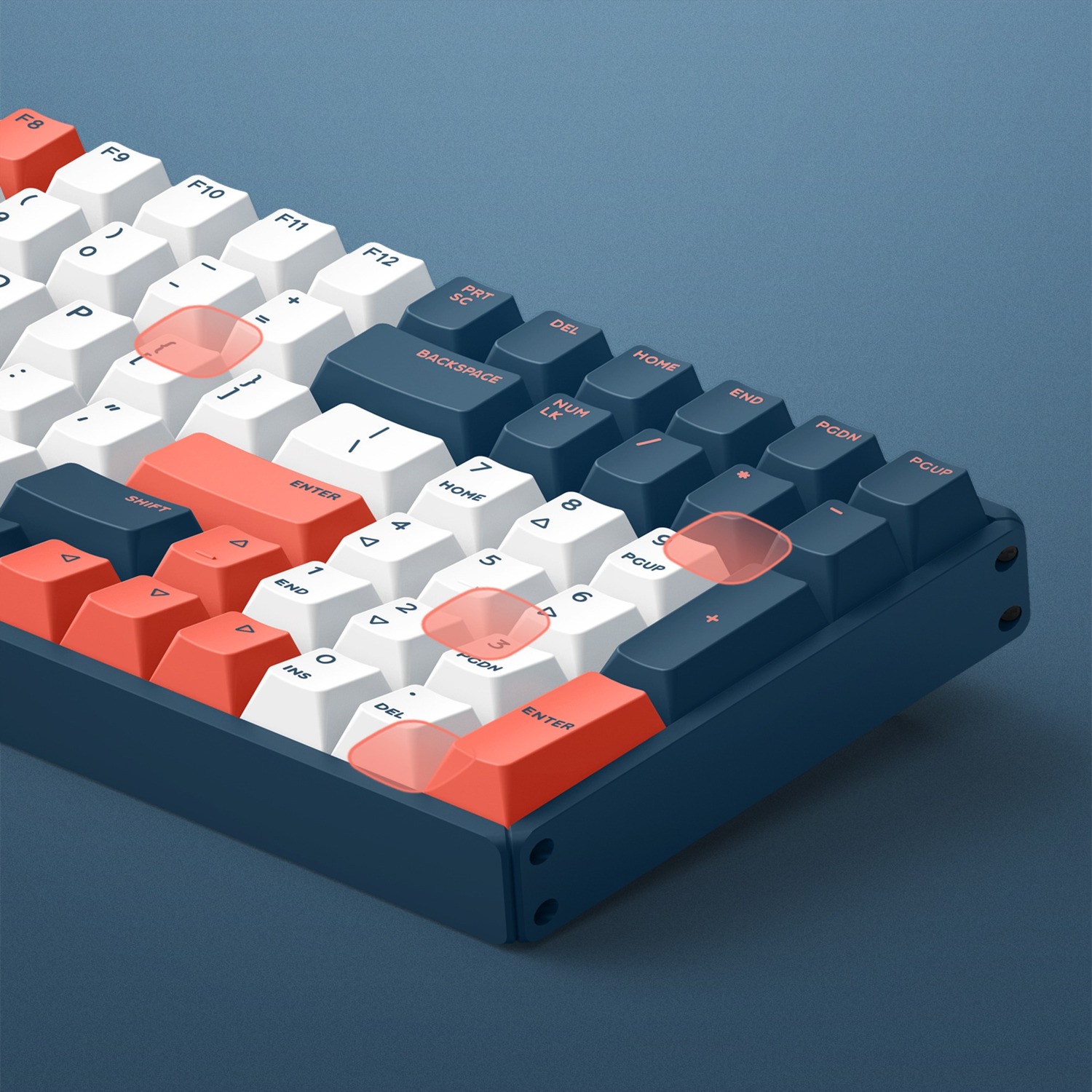 Iqunix F97 Coral Sea Wireless Mechanical Keyboard, gaming toetsenbord Donkerblauw/koraal, US lay-out, IQUNIX Moonstone Turbo, RGB leds, 96%, Hot-swappable, PBT, 2.4GHz | Bluetooth 5.1 | USB-C