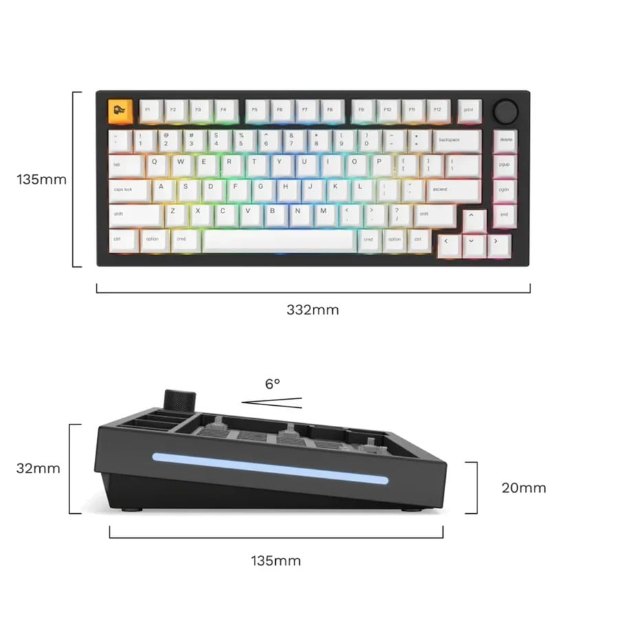 Glorious GMMK PRO Pre-built 75%, gaming toetsenbord Zwart, US lay-out, Glorious Fox, 75%, RGB leds, Hot-swappable