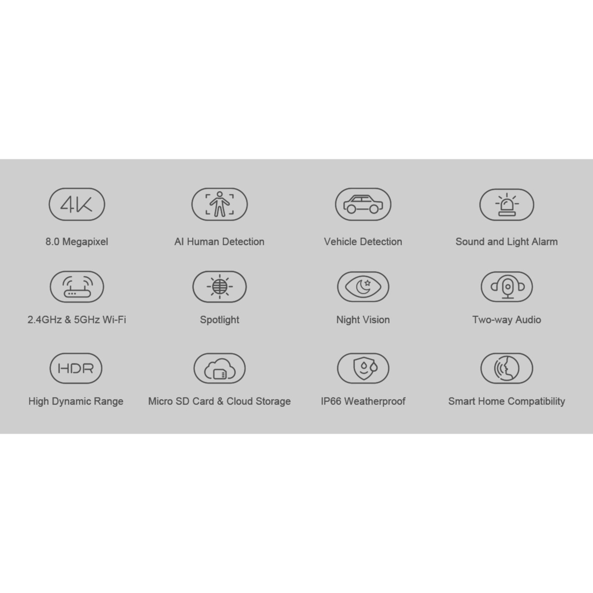 Foscam V8P, 4K/8MP dual-band WiFi beveiligingscamera  Zwart, met geluid- en lichtalarm